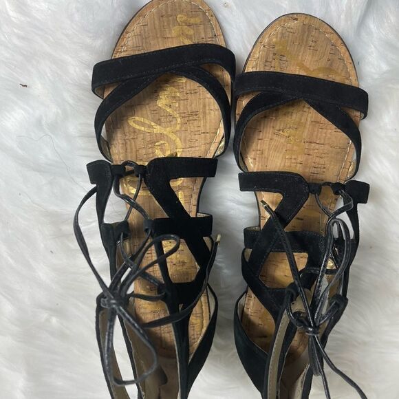 Sam Edelman Dawson leather suede black gladiator lace up straps sandals … - Picture 3 of 8